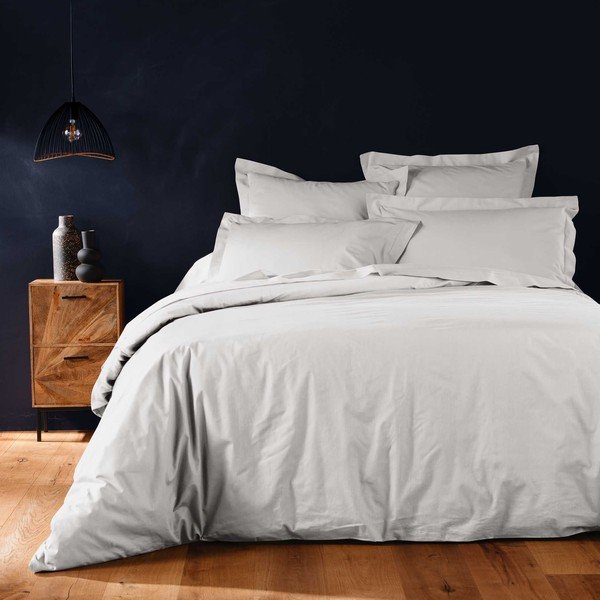 Bílý bavlněný povlak na peřinu na dvoulůžko/prodloužený 240x220 cm Lina – douceur d'intérieur-image-1