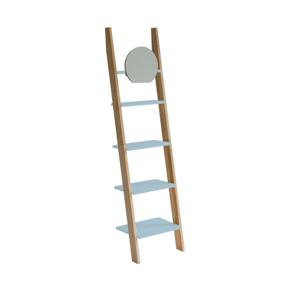 Světle tyrkysová dřevěná opěrná police se zrcadlem Ragaba Ashme Ladder