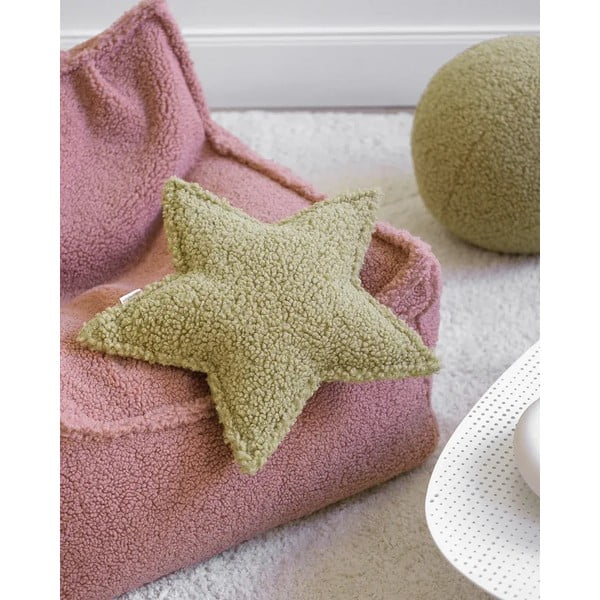 Zelený dětský pohovkový polštář z textilie bouclé Star – Wigiwama-image-2
