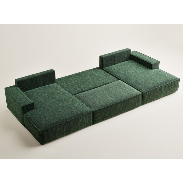 Tmavě zelená žinylková rozkládací/s úložným prostorem rohová pohovka (do "U") Kyoto – Maison de Rêve-image-3