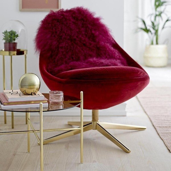 Tmavě červená kožešina z mongolské jehněčí kůže Bloomingville Mongolian-image-1