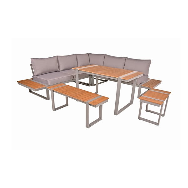 Béžový kovový zahradní lounge set pro 6 Aurea – Garden Pleasure