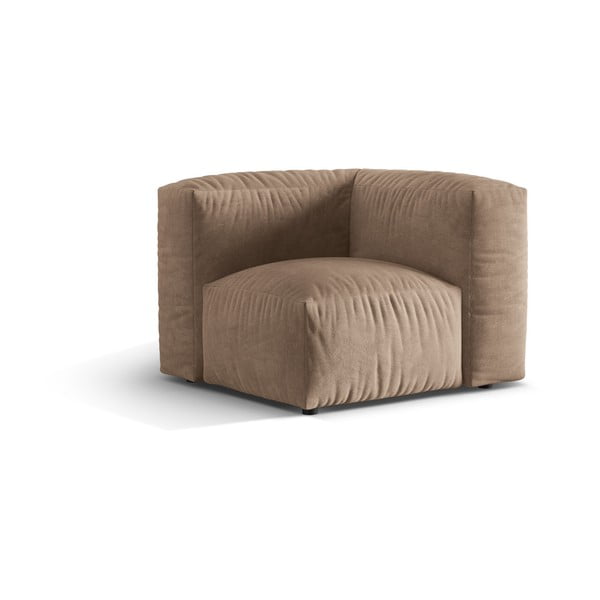 Světle hnědý sametový modul pohovky (variabilní roh) Martina – Micadoni -image-1