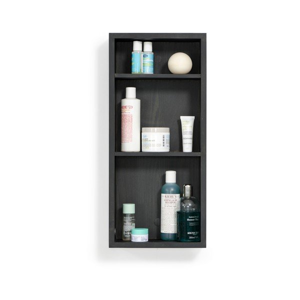 Černá nástěnná koupelnová police z dubového dřeva Wireworks Slimline-image-3