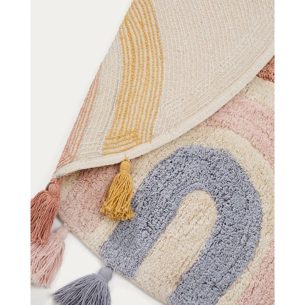 Slonovinový pratelný/ručně tkaný bavlněný dětský koberec ø100 cm Tadea – Kave Home-image-3