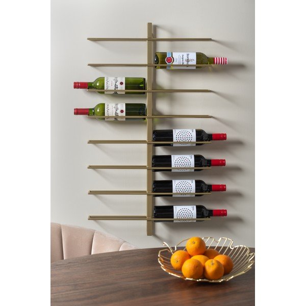 Nástěnný kovový regál na víno ve zlaté barvě počet lahví 16  Dual  – PT LIVING-image-1