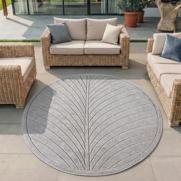 Kulatý vnitřní a venkovní koberec ve stříbrné barvě ø 160 cm Nova 1204 – Ayyildiz Carpets-image-1