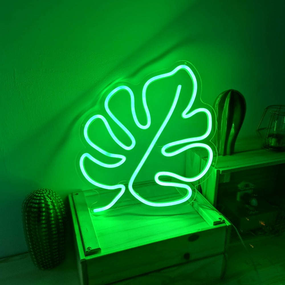 Zelená nástěnná svíticí dekorace Candy Shock Leaf, 30 x 40 cm