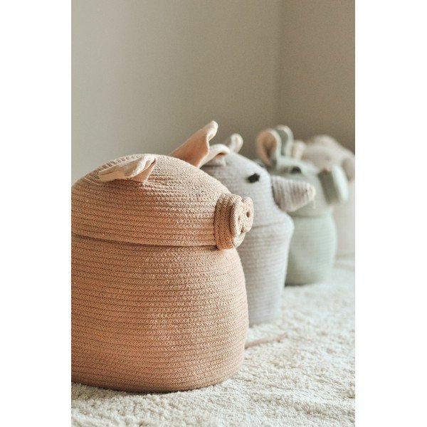 Světle růžový látkový dětský koš na hračky ø 32x30 cm Peggy the Pig – Lorena Canals-image-2