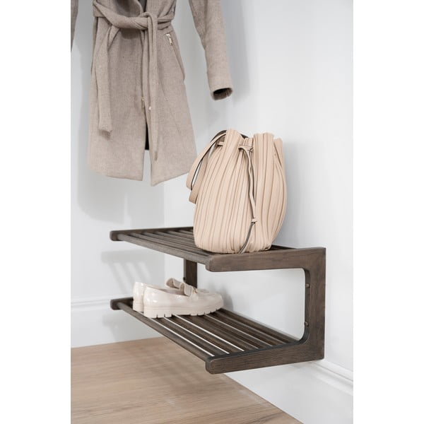 Tmavě hnědý závěsný botník z dubového dřeva Inverness - Rowico-image-1