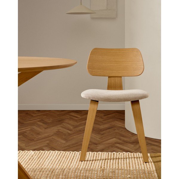 Béžová/v přírodní barvě jídelní židle v dekoru dubu Gena – Kave Home-image-3
