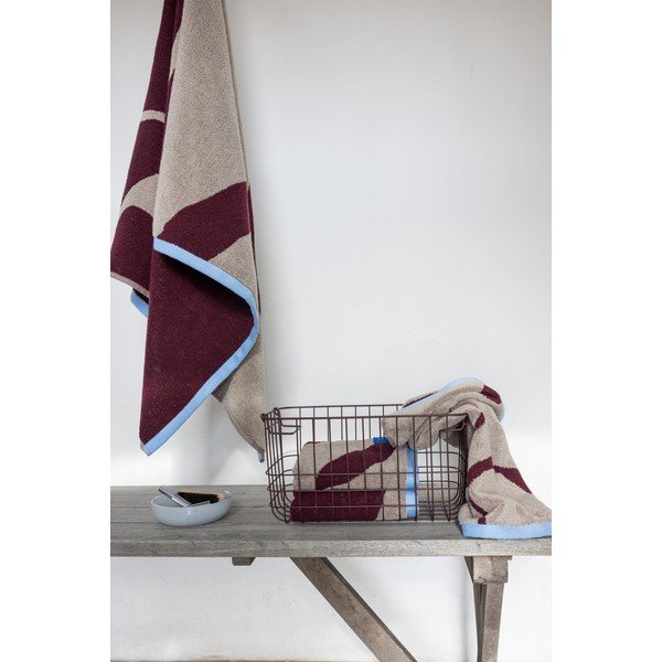 Vínová/šedobéžová froté osuška z bio bavlny 70x133 cm Nova Arte  – Mette Ditmer Denmark-image-3