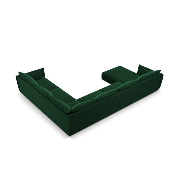 Tmavě zelená sametová rohová pohovka (pravý roh/do "U") Vanda – Mazzini Sofas-image-3