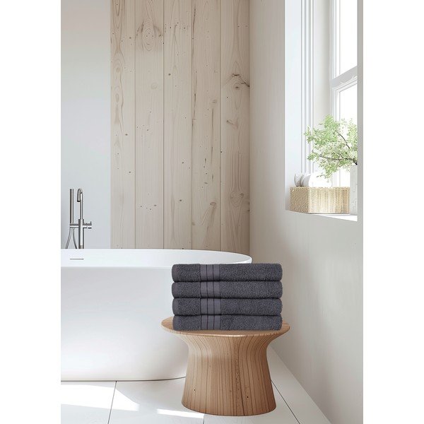 Antracitové froté bavlněné ručníky v sadě 4 ks 50x100 cm – Good Morning-image-4