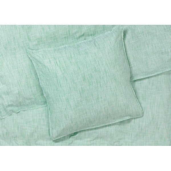 Bílo-zelené prodloužené povlečení na dvoulůžko z bio bavlny 200x220 cm Monochrome Lines – JUNA-image-1
