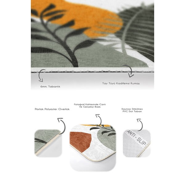 Zelené sametové koupelnové předložky v sadě 2 ks 60x100 cm Illustrated Autumn – Mila Home-image-3