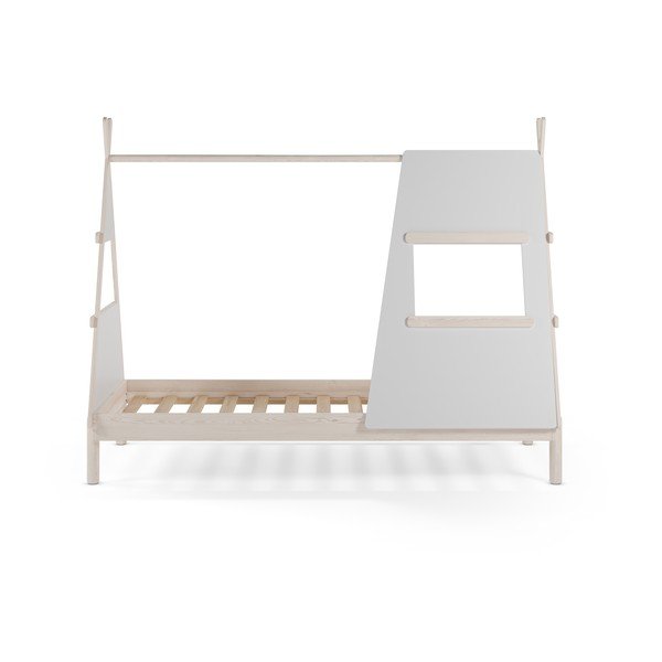 Krémová domečková dětská postel z borovicového dřeva s roštem 90x200 cm Enola – Marckeric-image-3