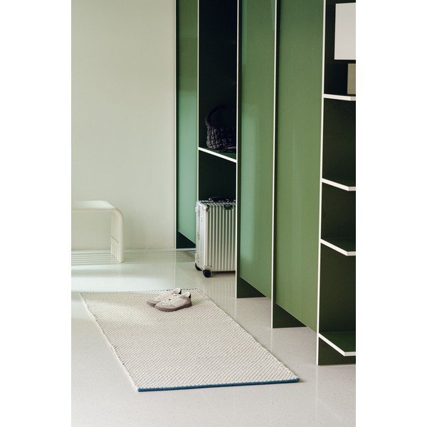 Modrý/béžový ručně tkaný vlněný běhoun 80x170 cm Lenu – noo.ma-image-1