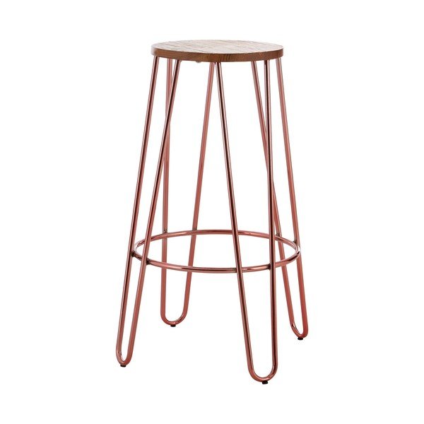 Barová stolička z jilmového dřeva v přírodní barvě/v růžovo zlaté barvě (výška sedáku 75 cm) District – Premier Housewares