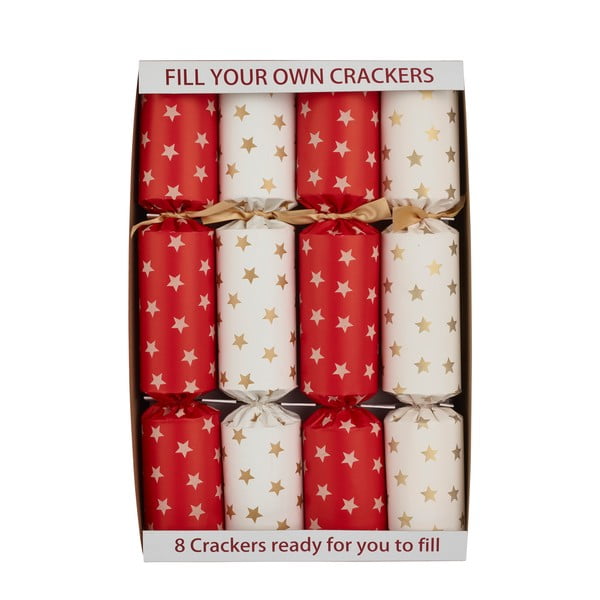 Vánoční crackery v sadě 8 ks Cream & Red Stars – Robin Reed