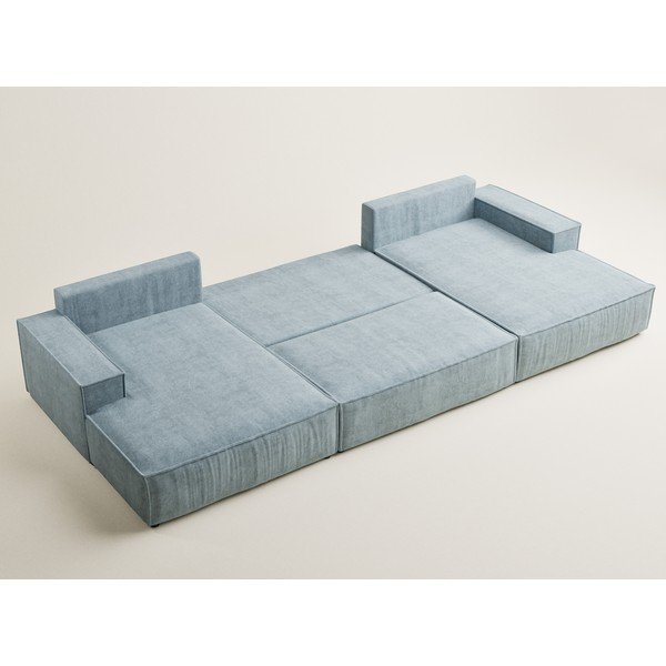 Světle modrá žinylková rozkládací/s úložným prostorem rohová pohovka (do "U") Kyoto – Maison de Rêve-image-3