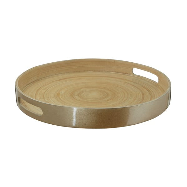 Servírovací podnos z bambusu ve zlaté barvě Premier Housewares, ⌀ 35 cm