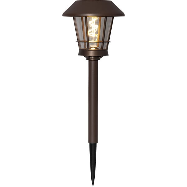 Hnědé venkovní solární LED svítidlo Star Trading Fergus, výška 35 cm