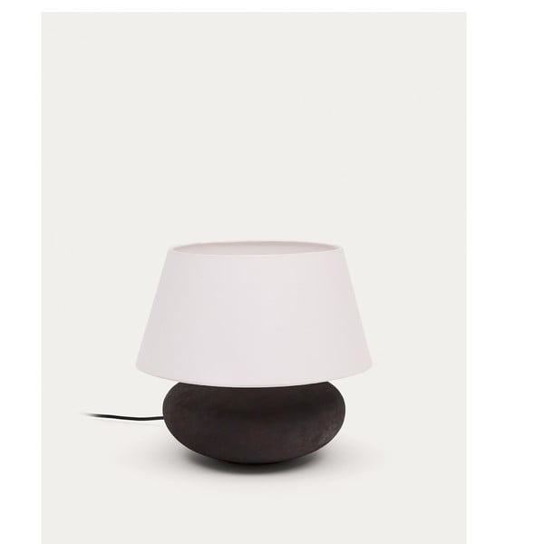 Černobílá stolní lampa s textilním stínidlem (výška 35 cm) Nessi – Kave Home-image-3