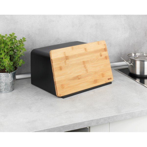 Černá dóza na chléb s bambusovým poklopem Wenko Kubo-image-4