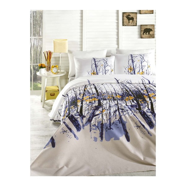 Přehoz přes postel na dvoulůžko s povlaky na polštáře a prostěradlem Autumn, 200 x 235 cm