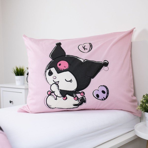 Růžové bavlněné dětské povlečení na jednolůžko 140x200 cm Hello Kitty "Kuromi" – Jerry Fabrics-image-3