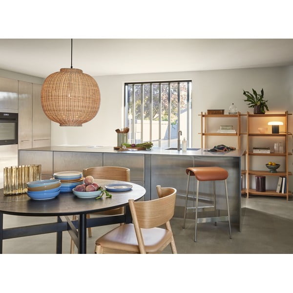 Koňakově hnědé/ve stříbrné barvě čalouněné barové stoličky v sadě 2 ks (výška sedáku 75 cm) Avenue – Hübsch-image-3