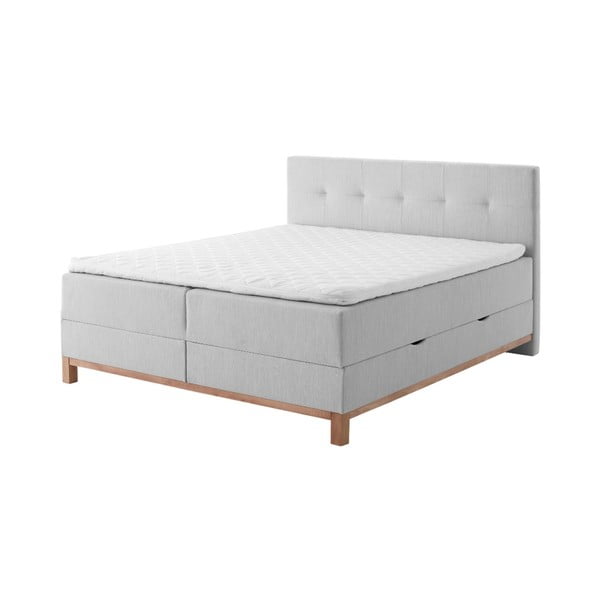 Světle šedá boxspring postel s úložným prostorem 160x200 cm Catania - Meise Möbel