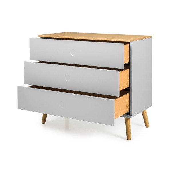 Šedá komoda s nohami z dubového dřeva Tenzo Dot, 90 x 79 cm-image-2