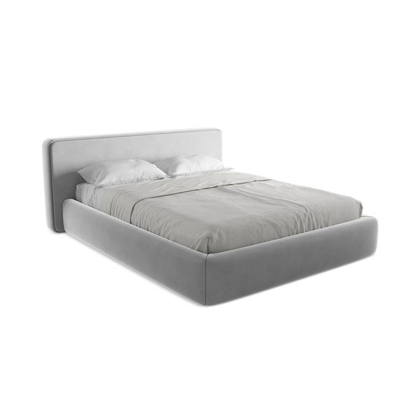 Šedá čalouněná dvoulůžková postel s úložným prostorem s roštem 160x200 cm Kiana – Makamii-image-2