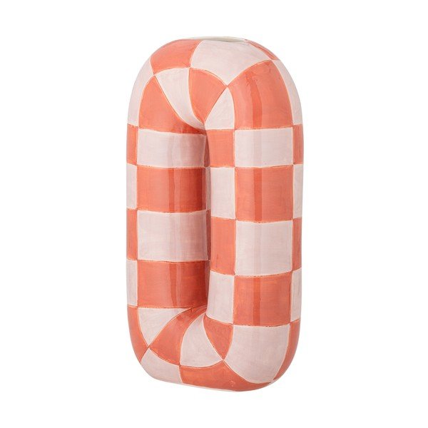 Keramická ručně malovaná váza v lososové barvě/krémová (výška 32 cm) Mae – Bloomingville-image-3