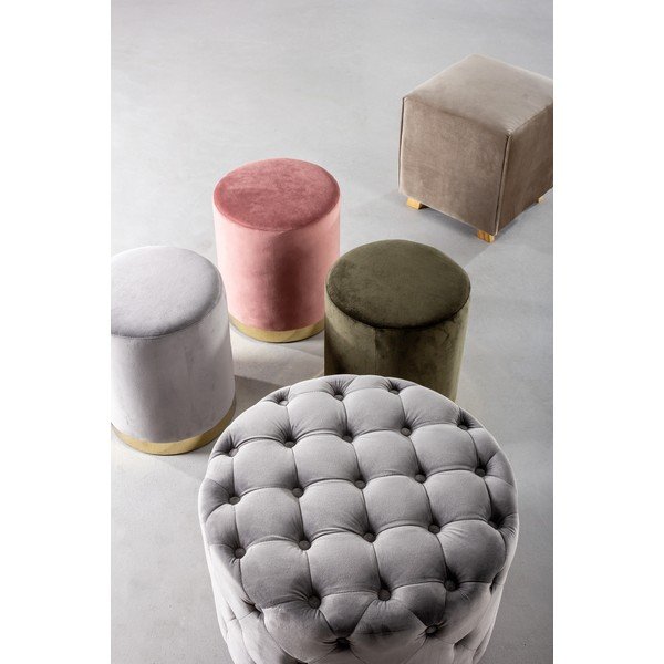 Šedý sametový taburet Lorella – Yes Everyday-image-1