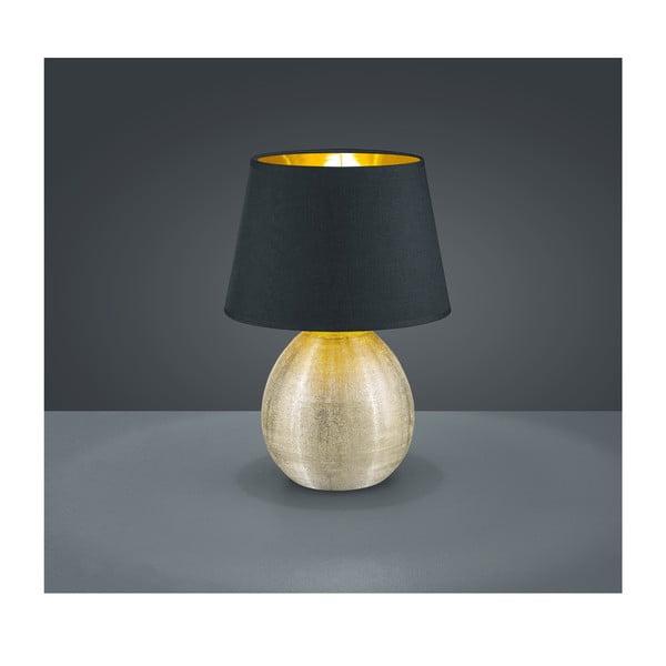 Černá stolní lampa z keramiky a tkaniny Reality Luxor, výška 35 cm-image-1