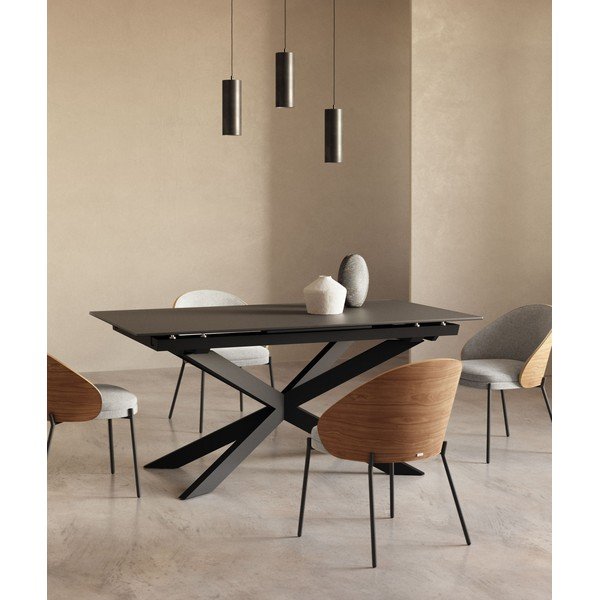 Rozkládací jídelní stůl s přídavnou deskou se skleněnou deskou 90x160 cm Atminda – Kave Home-image-1