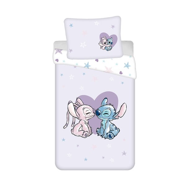 Bavlněné dětské povlečení na jednolůžko 140x200 cm  Lilo and Stitch "Heart" – Jerry Fabrics