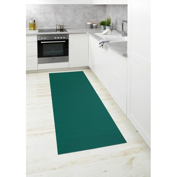 Tmavě zelená plastová koupelnová předložka 65x200 cm Petrol – Wenko-image-3