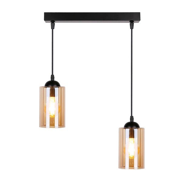 Černé závěsné svítidlo se skleněným stínidlem 10x34 cm Bistro – Candellux Lighting-image-3