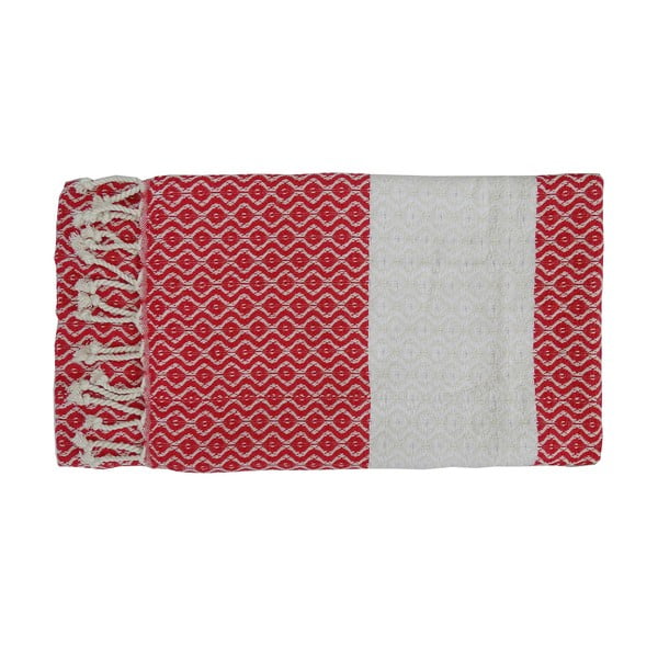 Červená ručně tkaná osuška z prémiové bavlny Homemania Oasa Hammam, 100 x 180 cm