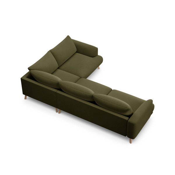 Zelená sametová rohová pohovka (pravý roh/do L) Naomi – Micadoni -image-3