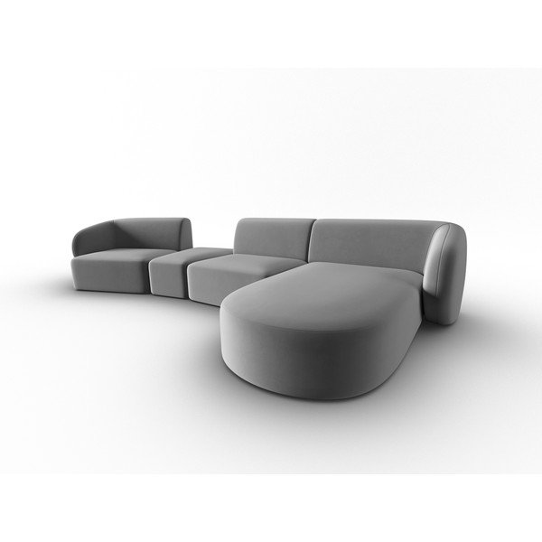 Šedá sametová rohová pohovka (pravý roh/s lenoškou) Paolo – Milo Casa-image-2