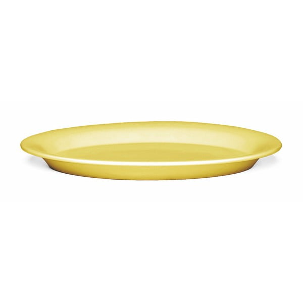 Žlutý oválný kameninový talíř Kähler Design Ursula, 33 x 22 cm
