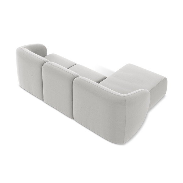 Světle šedá sametová rohová pohovka (levý roh/s lenoškou) Lani – Makamii-image-3