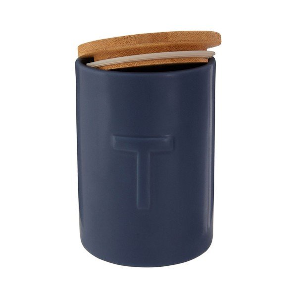 Tmavě modrá dóza na čaj s bambusovým víkem Premier Housewares Fenwick-image-2