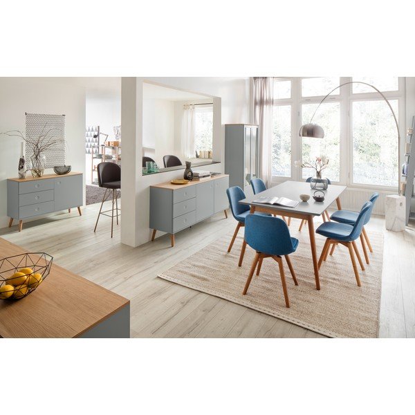 Šedý dvoudveřový příborník s nohami z dubového dřeva se 3 zásuvkami Tenzo Dot-image-4