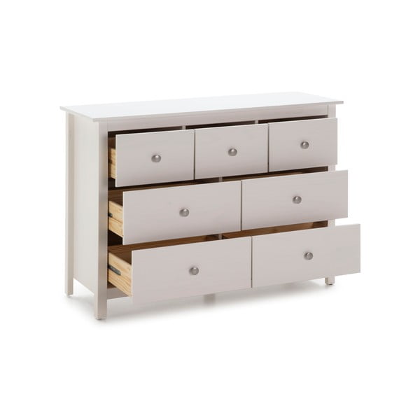 Bílá nízká komoda z borovicového dřeva 110x80 cm Berna – Marckeric-image-3